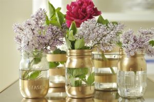 DIY Gold Mason Jar Vases